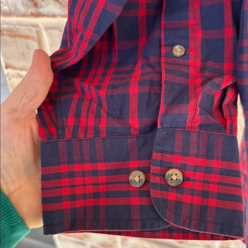 Harbor‎ Bay Red Navy Plaid Plus Size Dress Shirt - Picture 4 of 8